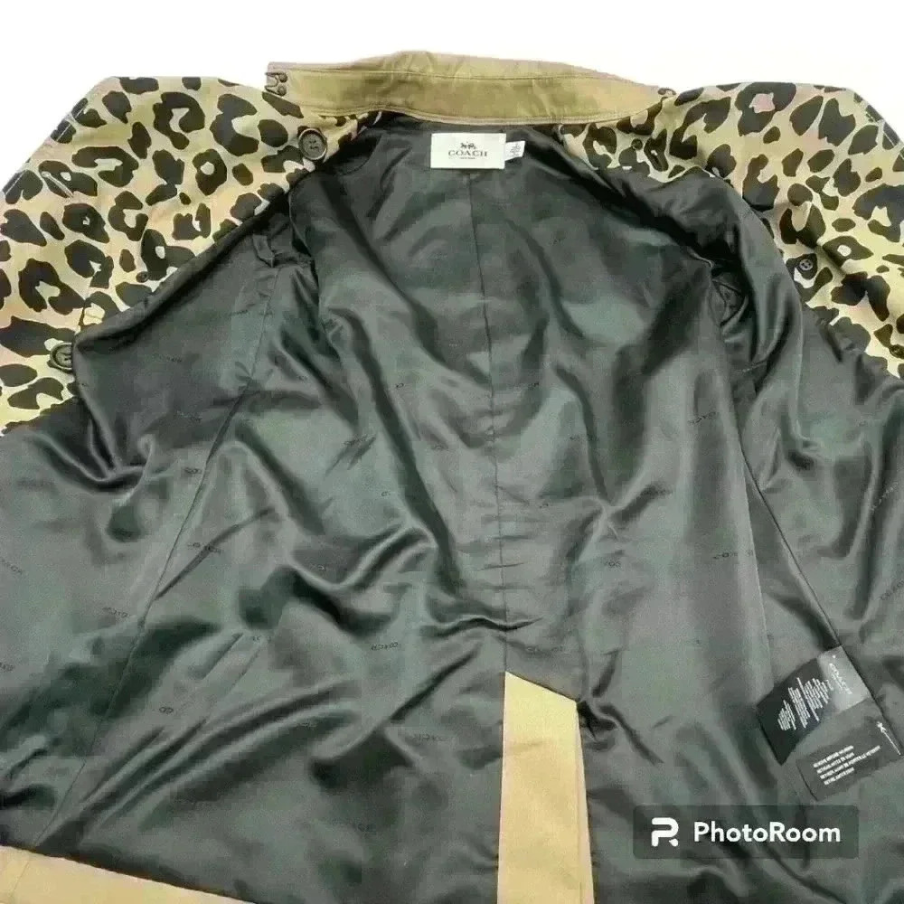 NWOT Coach Khaki and Leopard Belted Short trench coat size xs - Picture 9 of 17